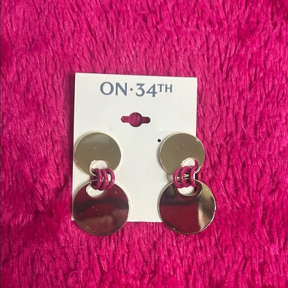 ON 34th Jewelry - ON 34TH Gold and Pink Circle Earrings